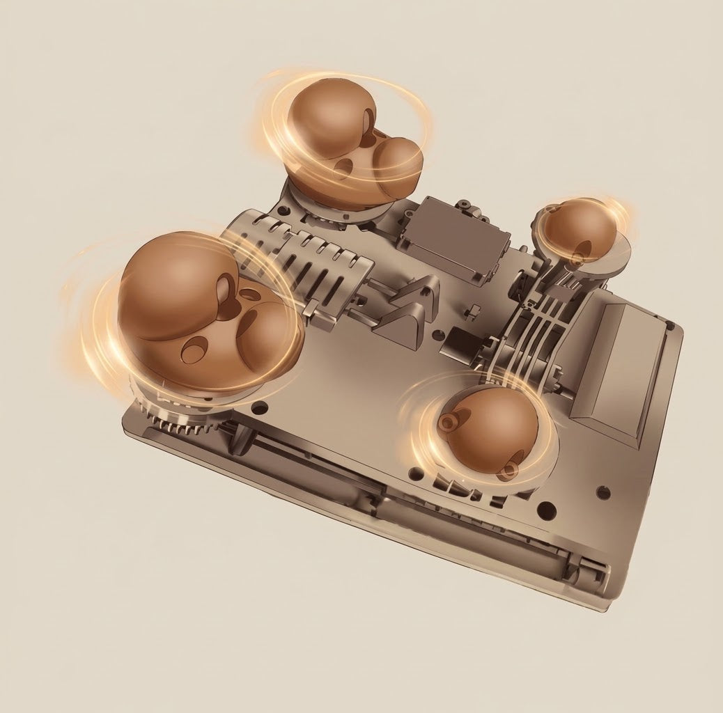 Rendering of the Thai-style back massage mechanism